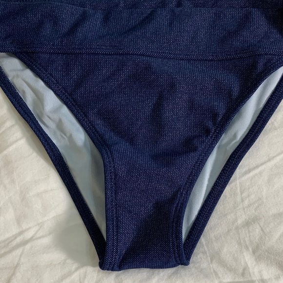 New Cupshe Navy Blue Denim‎ Jean Print Bikini Set S/M - Picture 3 of 9